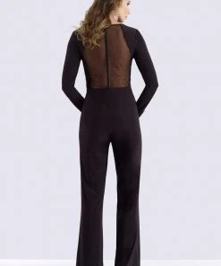Feriani Couture - 26254 Long Sleeve V-Neck Beaded Jumpsuit