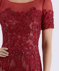 Feriani Couture - 26260 Short Sleeve Soutache Embellished Trumpet Gown