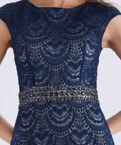 Feriani Couture - 26264 Cap Sleeve Beaded Sheath Gown