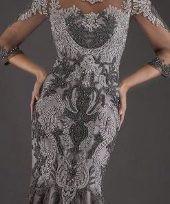 Feriani Couture - 26266 Quarter Length Sleeved Trumpet Gown