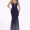Feriani Couture - 26279 Embellished Deep V-neck Trumpet Dress