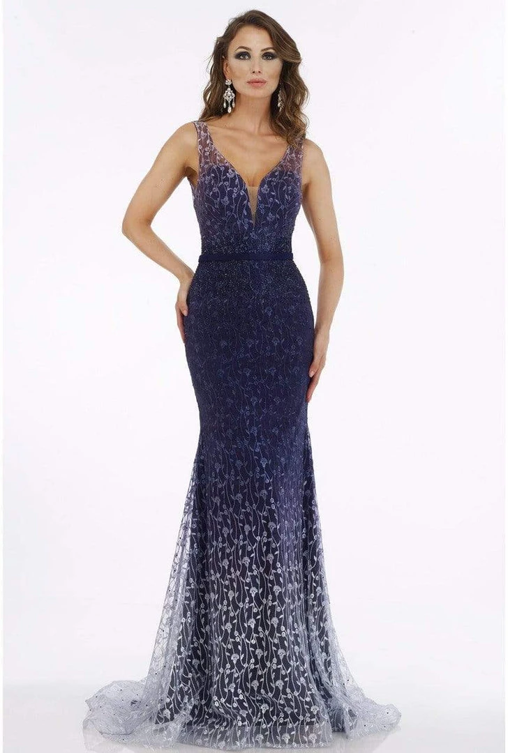 Feriani Couture - 26279 Embellished Deep V-neck Trumpet Dress 3 Feriani Couture - 26279 Embellished Deep V-neck Trumpet Dress
