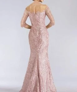 Feriani Couture - 26302 Metallic Lace Mermaid Gown With Slit