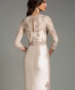Feriani Couture - Quarter Sleeve Illusion Lace Appliqued Dress 18503 - 1 Pc Silver In Size 10 Available