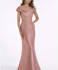 Gia Franco - 12005 Tiered Off-Shoulder Lace Appliqued Dress