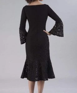 Gia Franco - 12054 Jewel Neck Mermaid Tea Length Dress