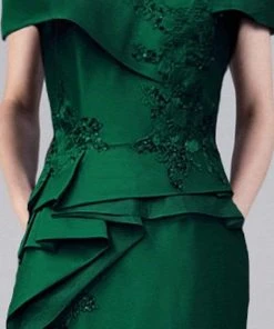 Gia Franco - 12112 Fold-Accented Peplum Sheath Dress