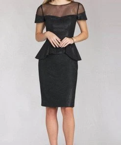 Gia Franco 12156 - Illusion Jewel Peplum Cocktail Dress