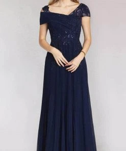 Gia Franco 12209 - Refined Cap Sleeved Evening Dress