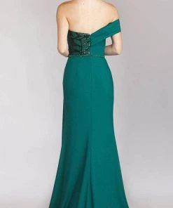 Gia Franco 12216 - Pleated Off Shoulder Evening Gown