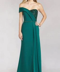 Gia Franco 12216 - Pleated Off Shoulder Evening Gown