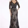 Gia Franco - 12904 Applique Plunging V-neck Trumpet Dress