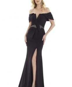 Gia Franco - 12915 Pleated Off-Shoulder Gown With Slit