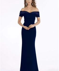 Gia Franco - 12916 Off-Shoulder Pleated Evening Gown