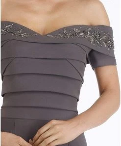 Gia Franco - 12916 Off-Shoulder Pleated Evening Gown