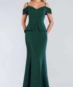 Gia Franco - 12954 Jeweled Arm Drape Off Shoulder Trumpet Gown