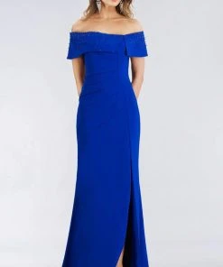 Gia Franco - 12956 Off-Shoulder Sheath Dress With Slit