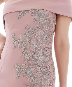 Gia Franco - 12975 Tea Length Floral Lace Sheath Dress