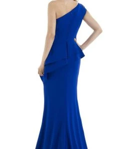Gia Franco - 12977 Beaded Cap Sleeve Asymmetrical Peplum Dress