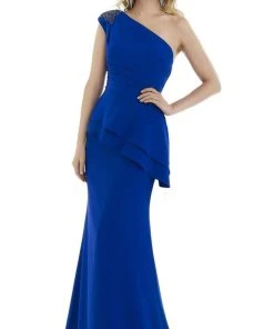 Gia Franco - 12977 Beaded Cap Sleeve Asymmetrical Peplum Dress