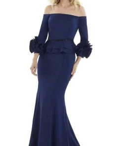 Gia Franco - 12983 Ruffled Off Shoulder Trumpet Gown