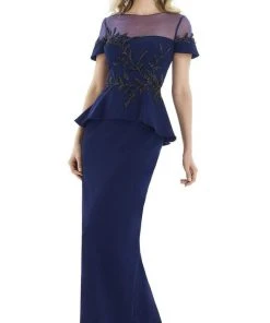 Gia Franco - 12987 Embellished Illusion Peplum Dress