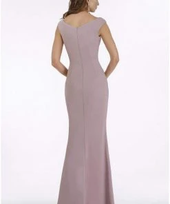 Gia Franco - Embellished Bateau Trumpet Gown With Slit 12921 - 1 Pc Mauve In Size 8 Available