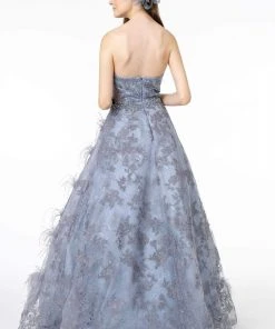 GLS By Gloria - GL1834 Feather Embellished Strapless Ballgown