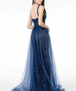 GLS By Gloria - GL1840 Jeweled Bodice Glitter Overskirt Gown