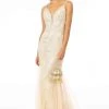 GLS By Gloria - GL1842 Plunging Beaded Metallic Tulle Trumpet Gown 1 GLS By Gloria - GL1842 Plunging Beaded Metallic Tulle Trumpet Gown