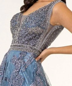 GLS By Gloria - GL1919 Beaded Metallic A-Line Dress 8 GLS By Gloria - GL1919 Beaded Metallic A-Line Dress