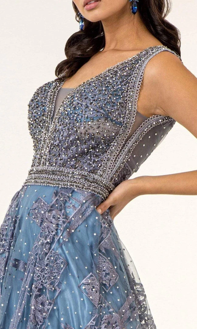 GLS By Gloria - GL1919 Beaded Metallic A-Line Dress 5 GLS By Gloria - GL1919 Beaded Metallic A-Line Dress