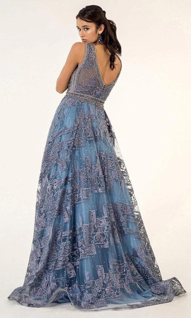 GLS By Gloria - GL1919 Beaded Metallic A-Line Dress 4 GLS By Gloria - GL1919 Beaded Metallic A-Line Dress