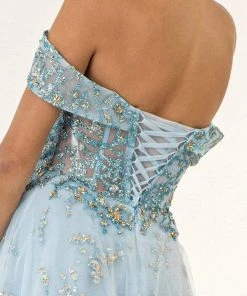 GLS By Gloria - GL1922 Off Shoulder Sweetheart Glitter Mesh Gown