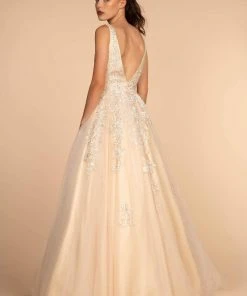 GLS By Gloria - GL2529 Plunging V-Neck Trailing Blossom Gown 11 GLS By Gloria - GL2529 Plunging V-Neck Trailing Blossom Gown