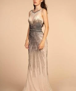 GLS By Gloria - GL2555 Bejeweled Illusion Jewel Mermaid Gown