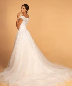 GLS By Gloria - GL2596 Scalloped Bateau Neck Lace Ballgown