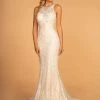 GLS By Gloria - GL2597 Embellished Lace Halter Trumpet Gown