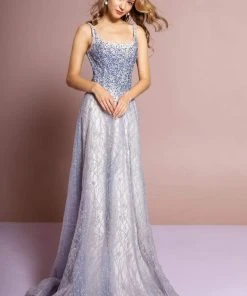 GLS By Gloria - GL2638 Embellished Square Neck A-line Gown