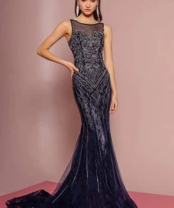GLS By Gloria - GL2685 Lace Bateau Mermaid Dress With Train