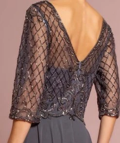 GLS By Gloria - GL2686 Sequined Illusion Bateau A-Line Dress