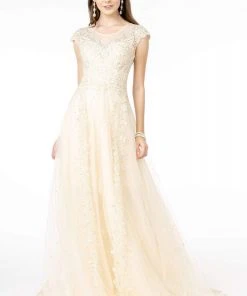 GLS By Gloria - GL2882 Beaded Embroidered Mesh A-Line Long Dress 14 GLS By Gloria - GL2882 Beaded Embroidered Mesh A-Line Long Dress