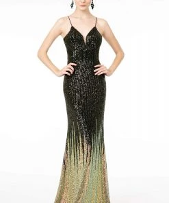 GLS By Gloria - GL2899 Deep V-Neck Allover Sequin Mermaid Gown