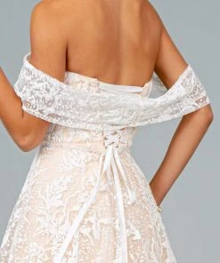GLS By Gloria - GL2937 Embroidered Off The Shoulder A-line Gown