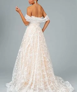 GLS By Gloria - GL2937 Embroidered Off The Shoulder A-line Gown