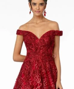 GLS By Gloria - GL2944 Embroidered Sequin Off-Shoulder Gown