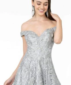 GLS By Gloria - GL2944 Embroidered Sequin Off-Shoulder Gown