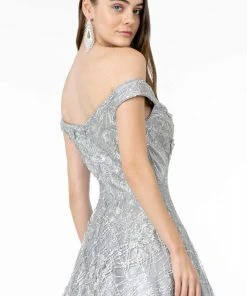 GLS By Gloria - GL2944 Embroidered Sequin Off-Shoulder Gown
