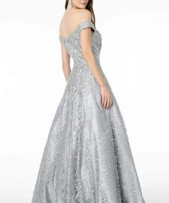 GLS By Gloria - GL2944 Embroidered Sequin Off-Shoulder Gown