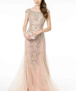 GLS By Gloria - GL2945 Embellished Bateau Trumpet Dress